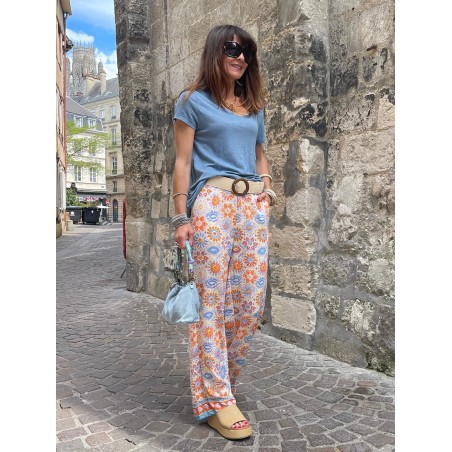 Pantalon évasé flowers