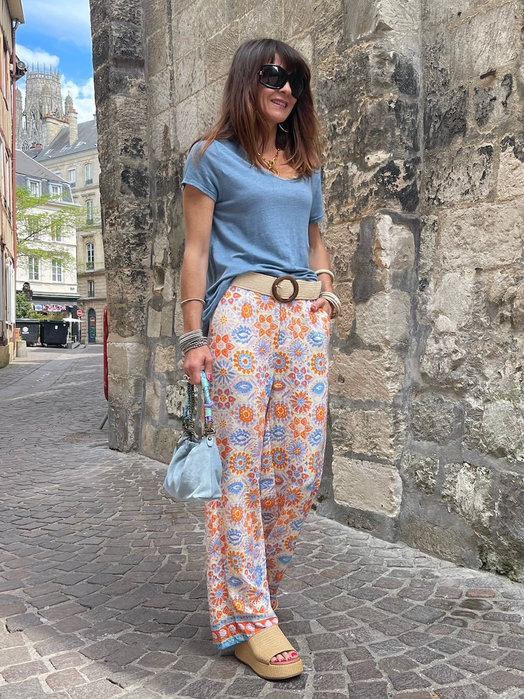 Pantalon évasé flowers