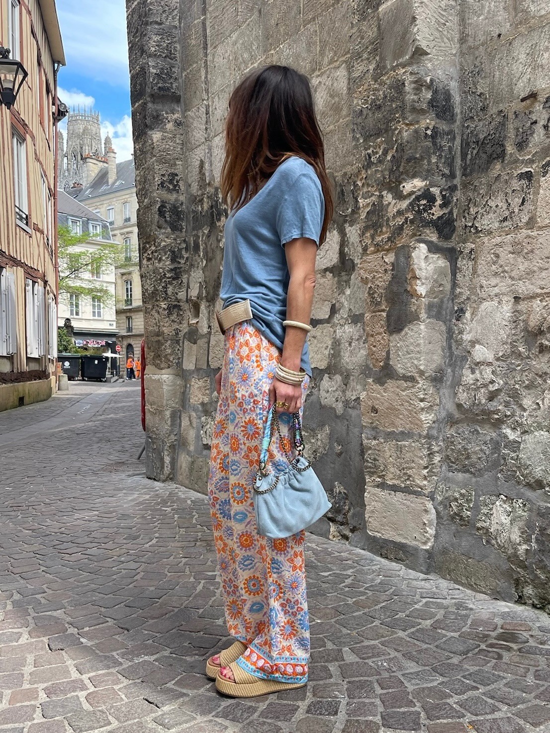 Pantalon évasé flowers