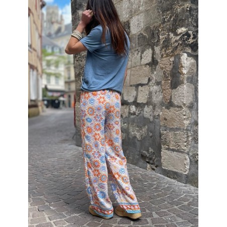 Pantalon évasé flowers