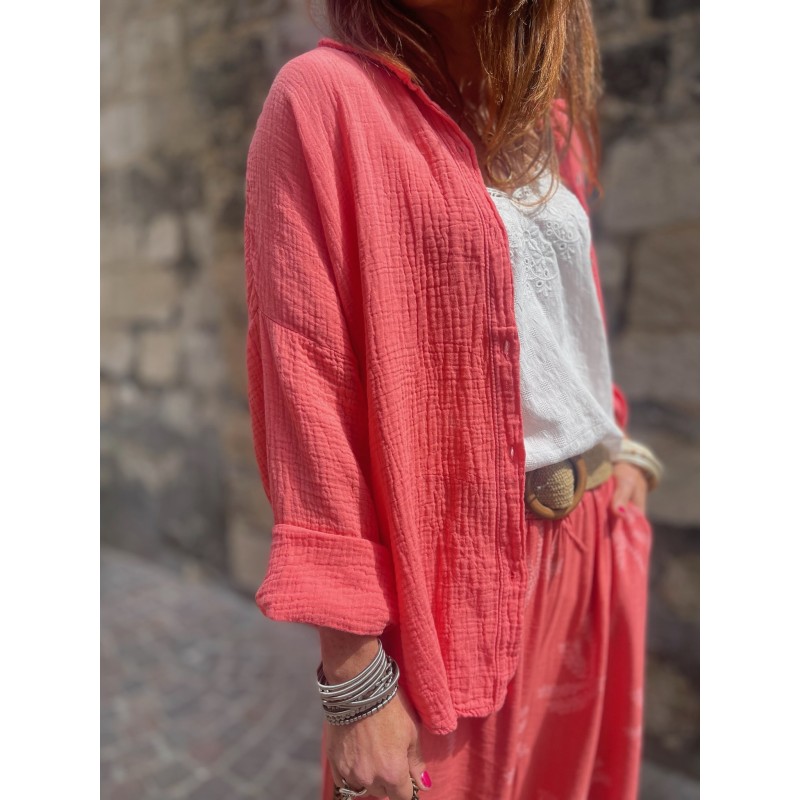 Chemise gaze corail