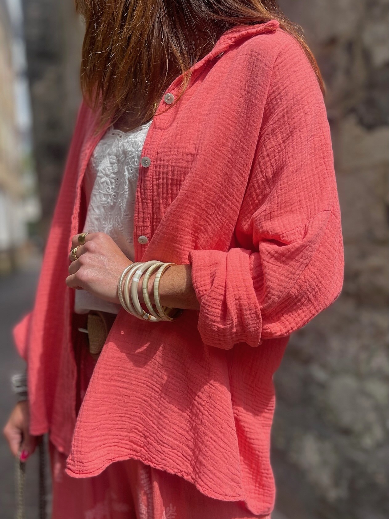 Chemise gaze corail