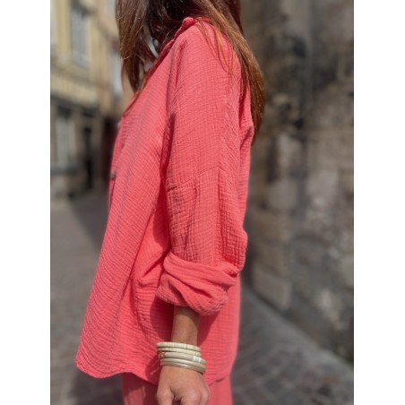 Chemise gaze corail