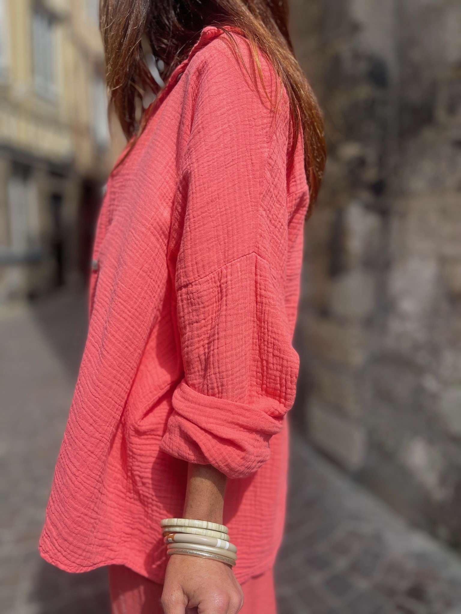 Chemise gaze corail