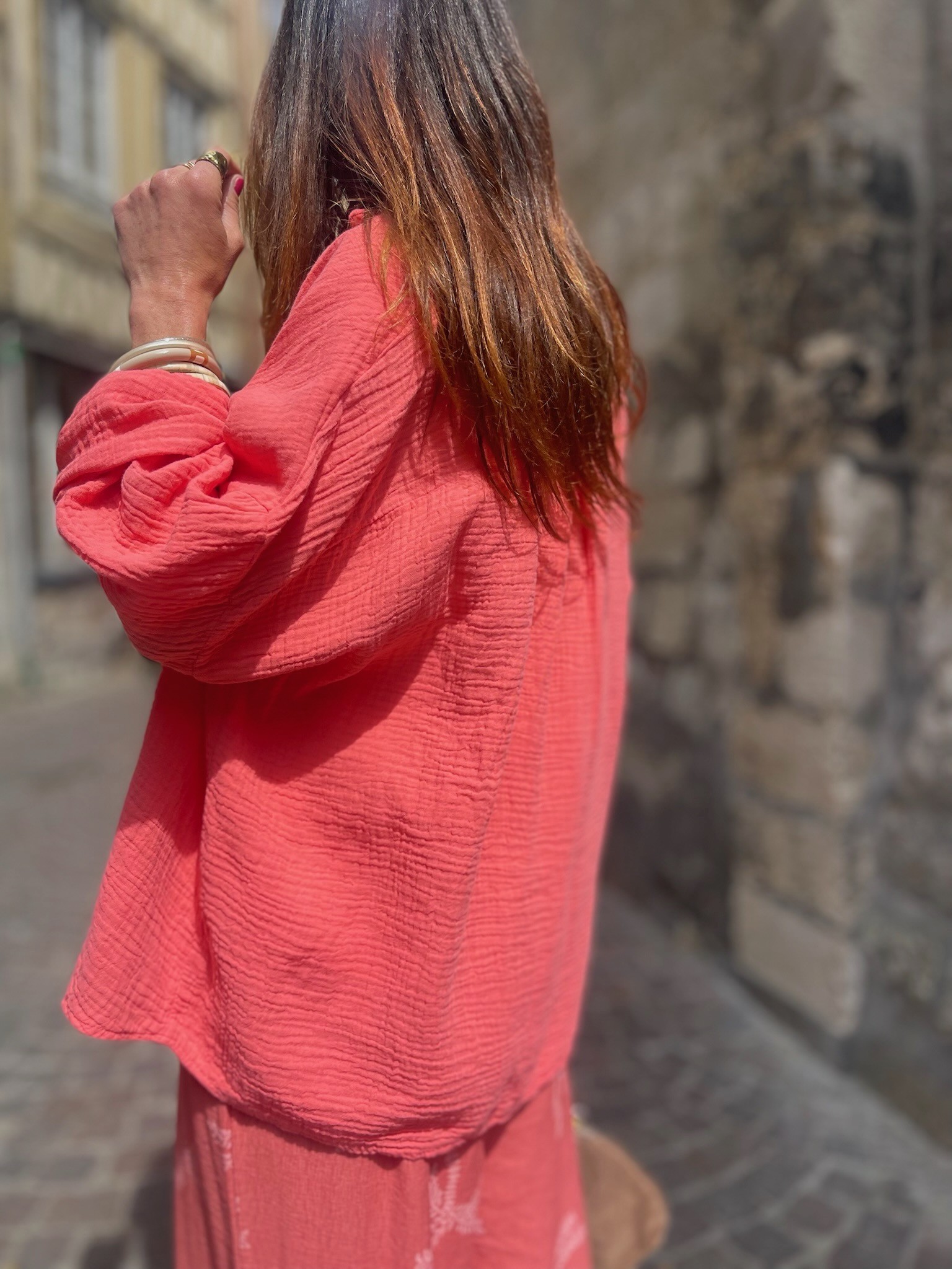 Chemise gaze corail