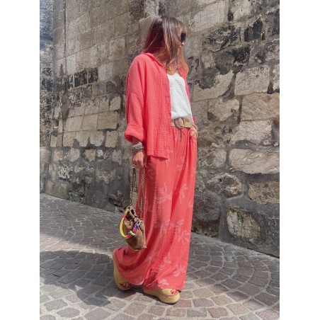Chemise gaze corail