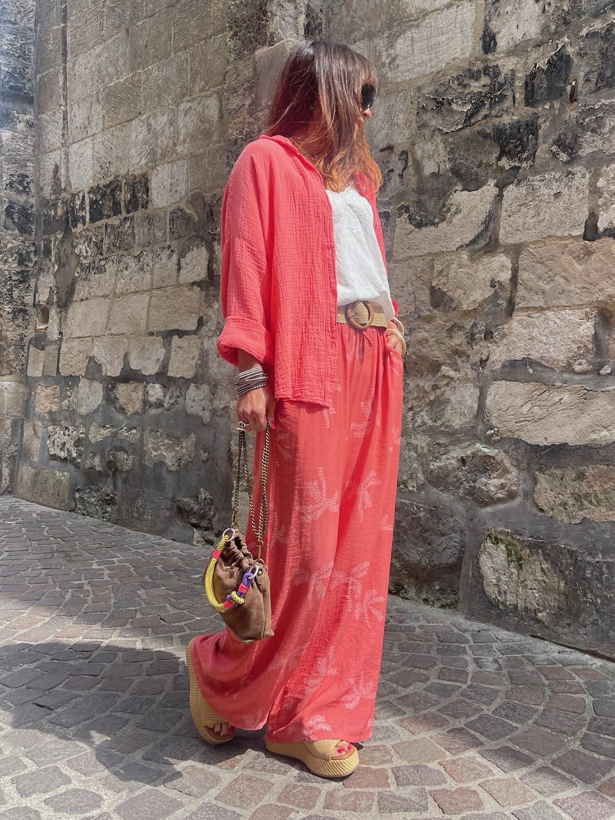 Chemise gaze corail