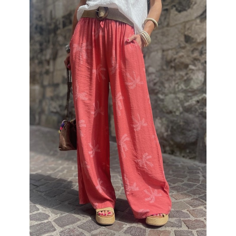 Pantalon palmier corail