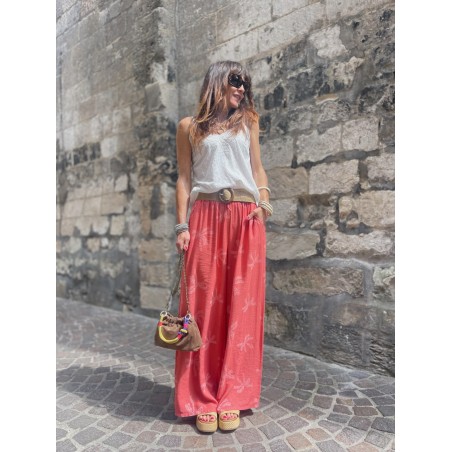 Pantalon palmier corail