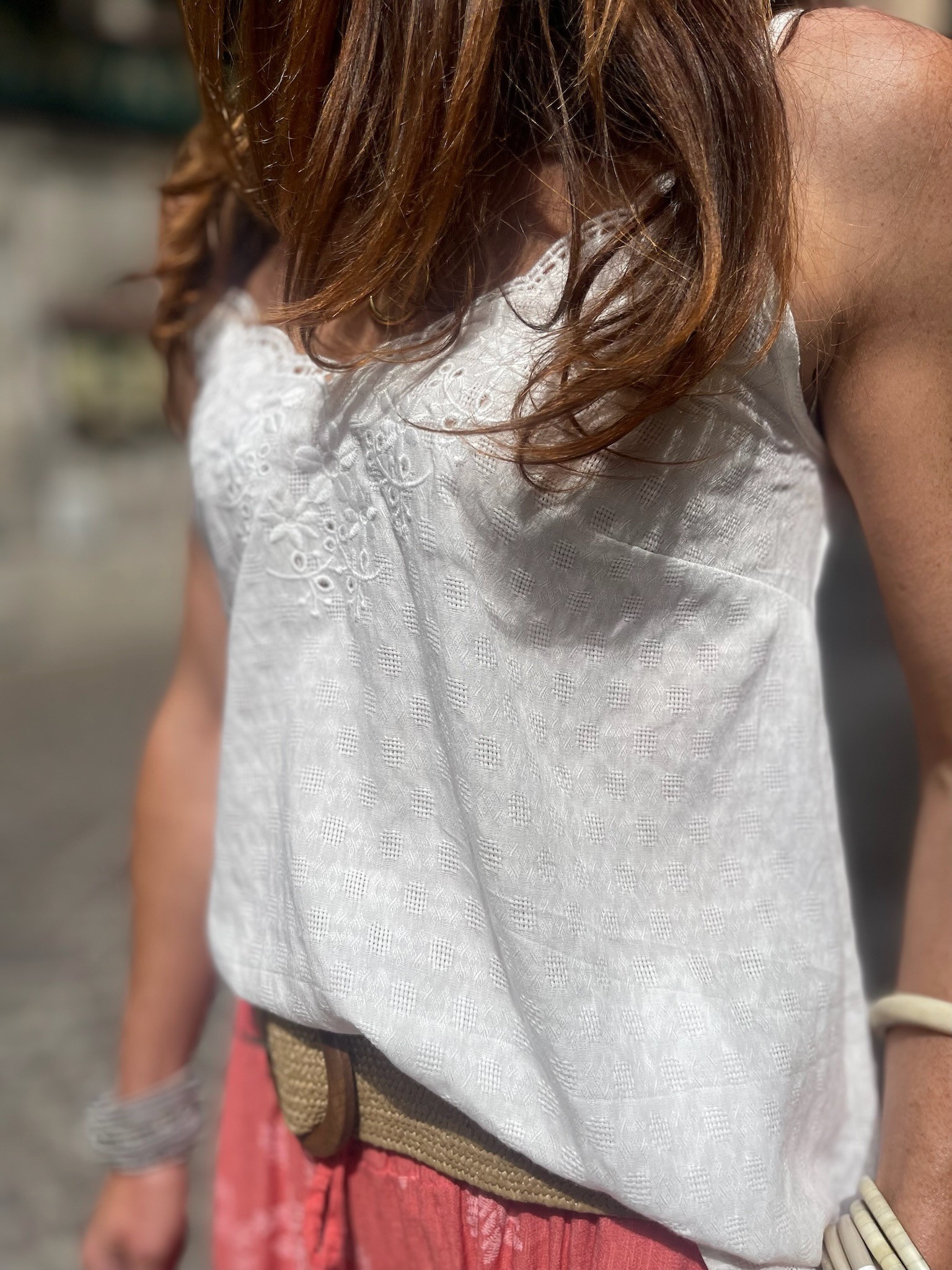 Top broderie blanc