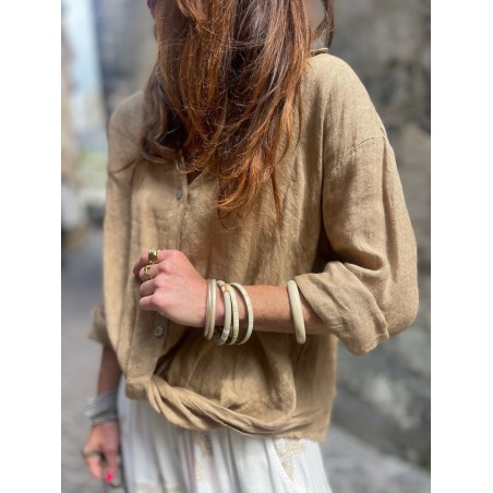 Chemise lin camel noeud
