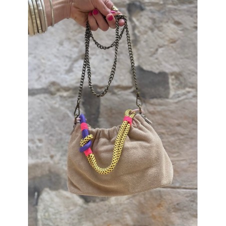 Mini sac cuir beige