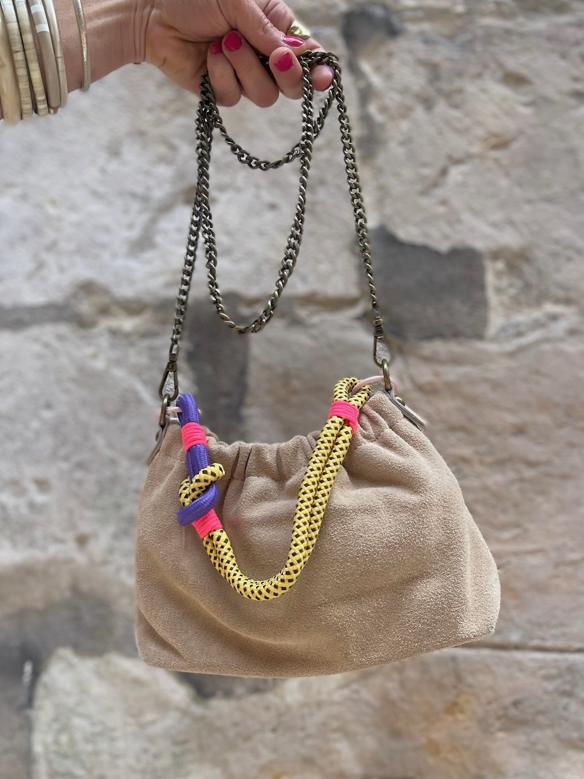 Mini sac cuir beige