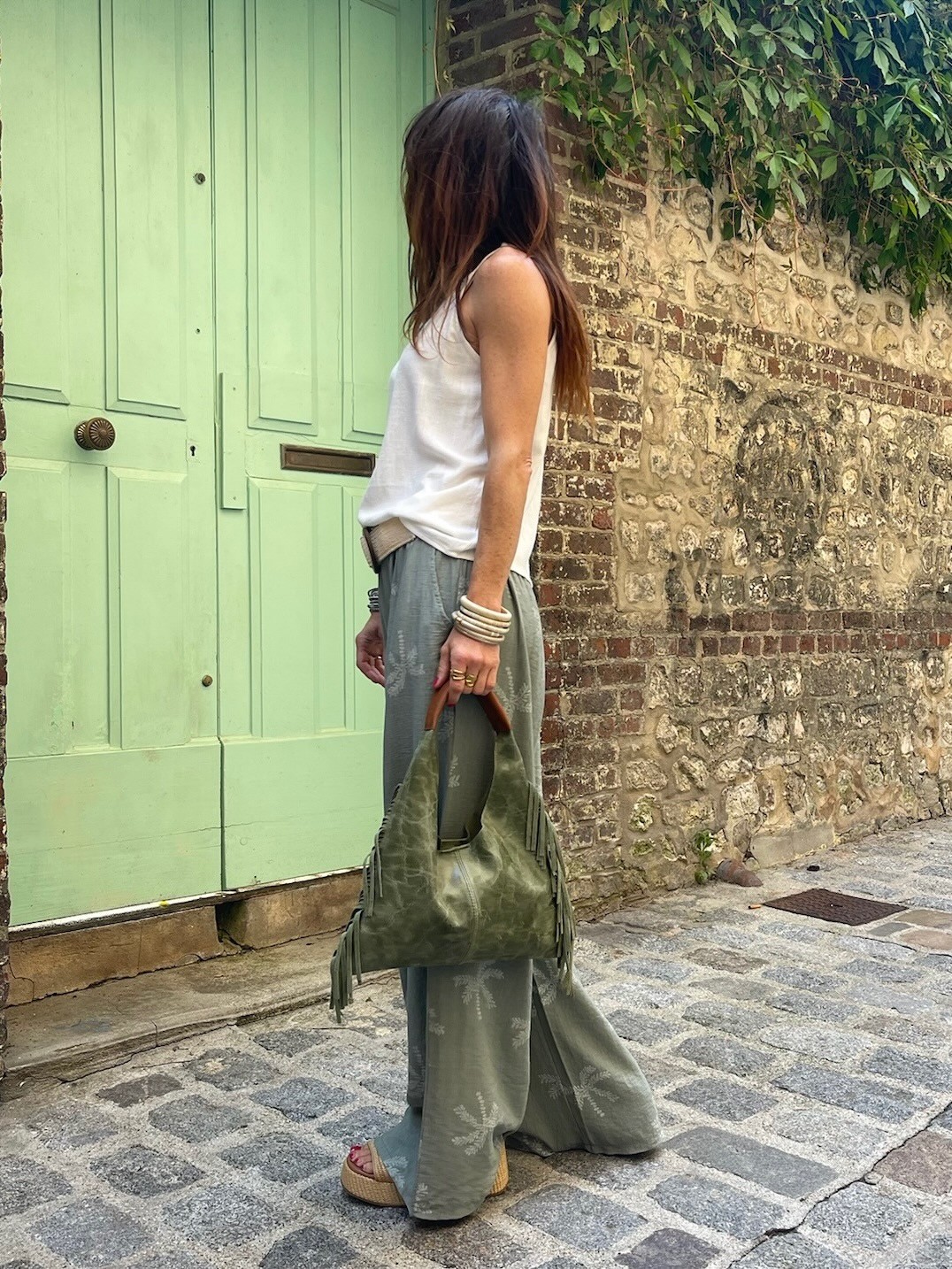 Sac kaki à franges