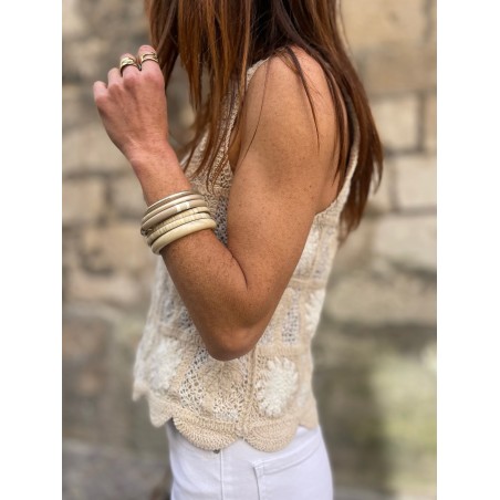 Top crochet beige