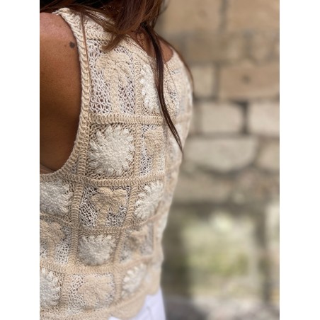 Top crochet beige