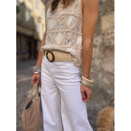 Top crochet beige