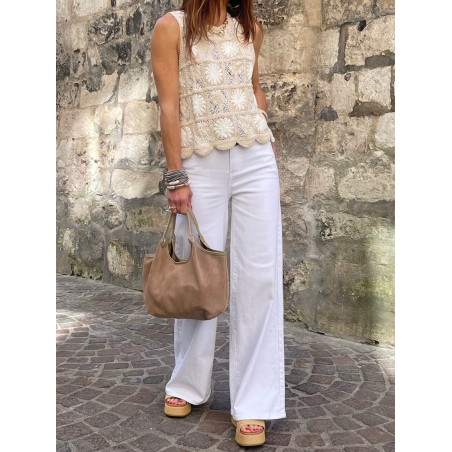 Top crochet beige