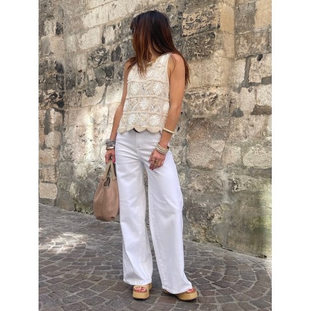 Top crochet beige