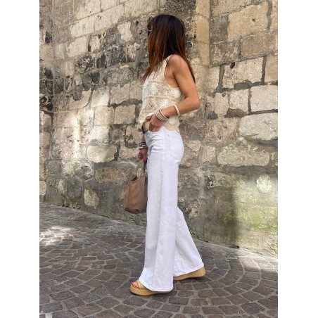 Top crochet beige