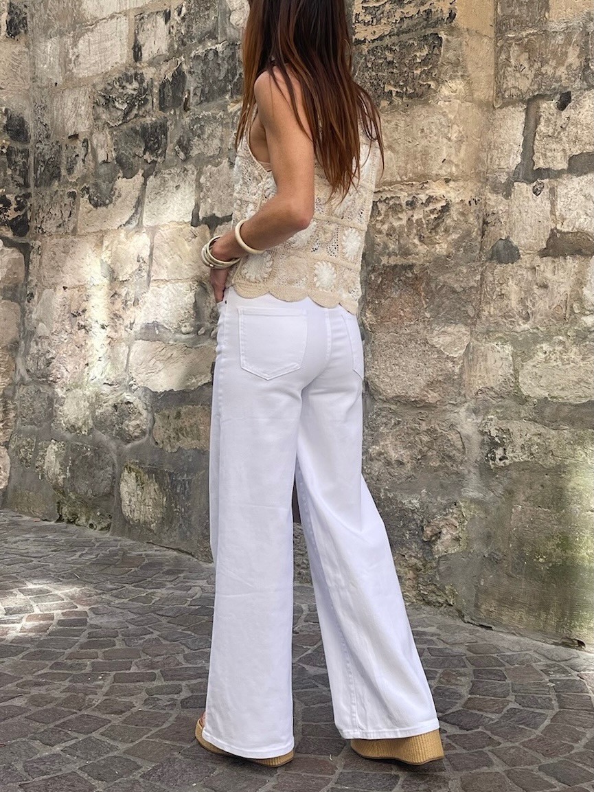 Top crochet beige