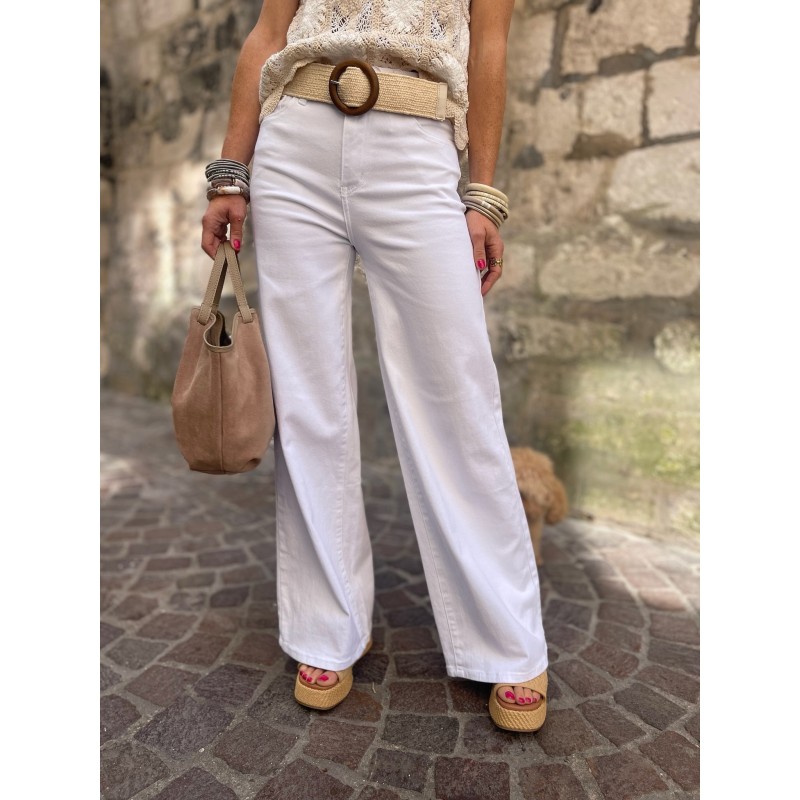 Jean flare denim blanc