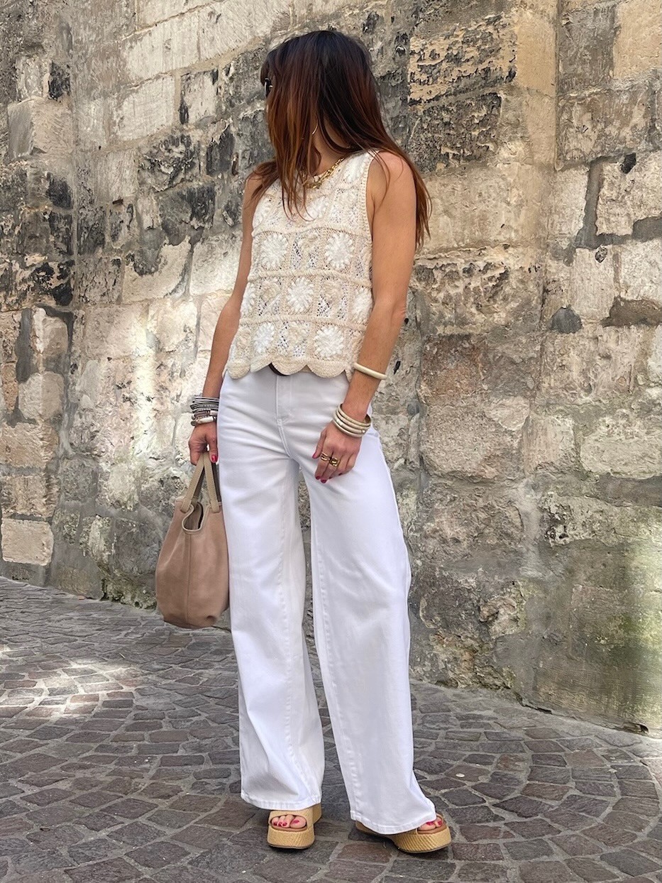 Jean flare denim blanc