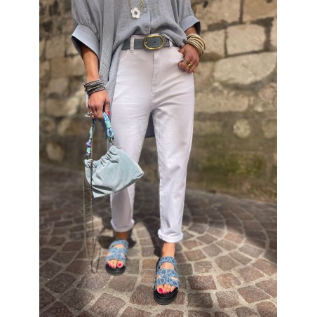 Jean mom fit blanc