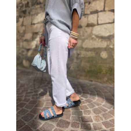 Jean mom fit blanc