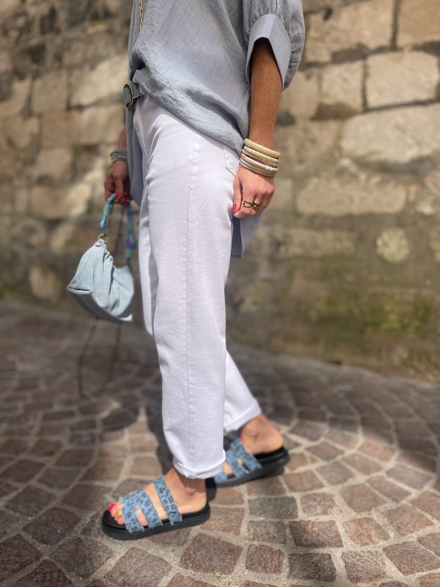 Jean mom fit blanc