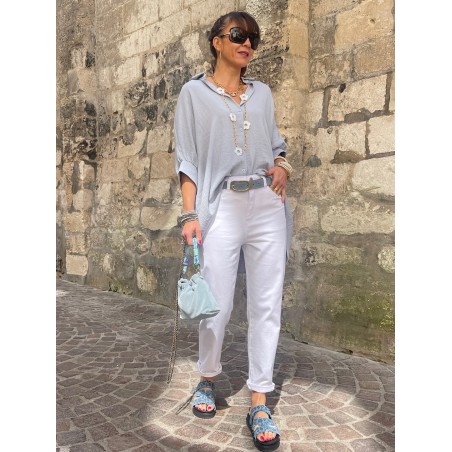 Jean mom fit blanc