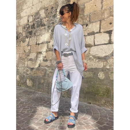 Jean mom fit blanc