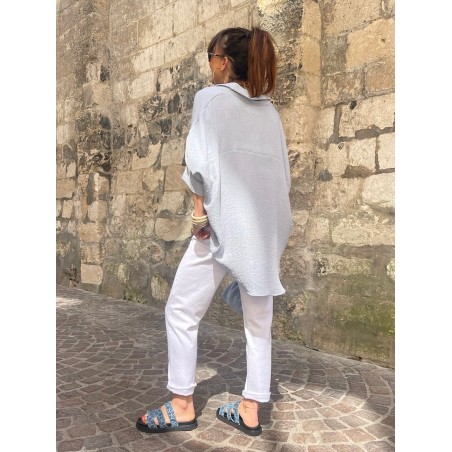 Jean mom fit blanc