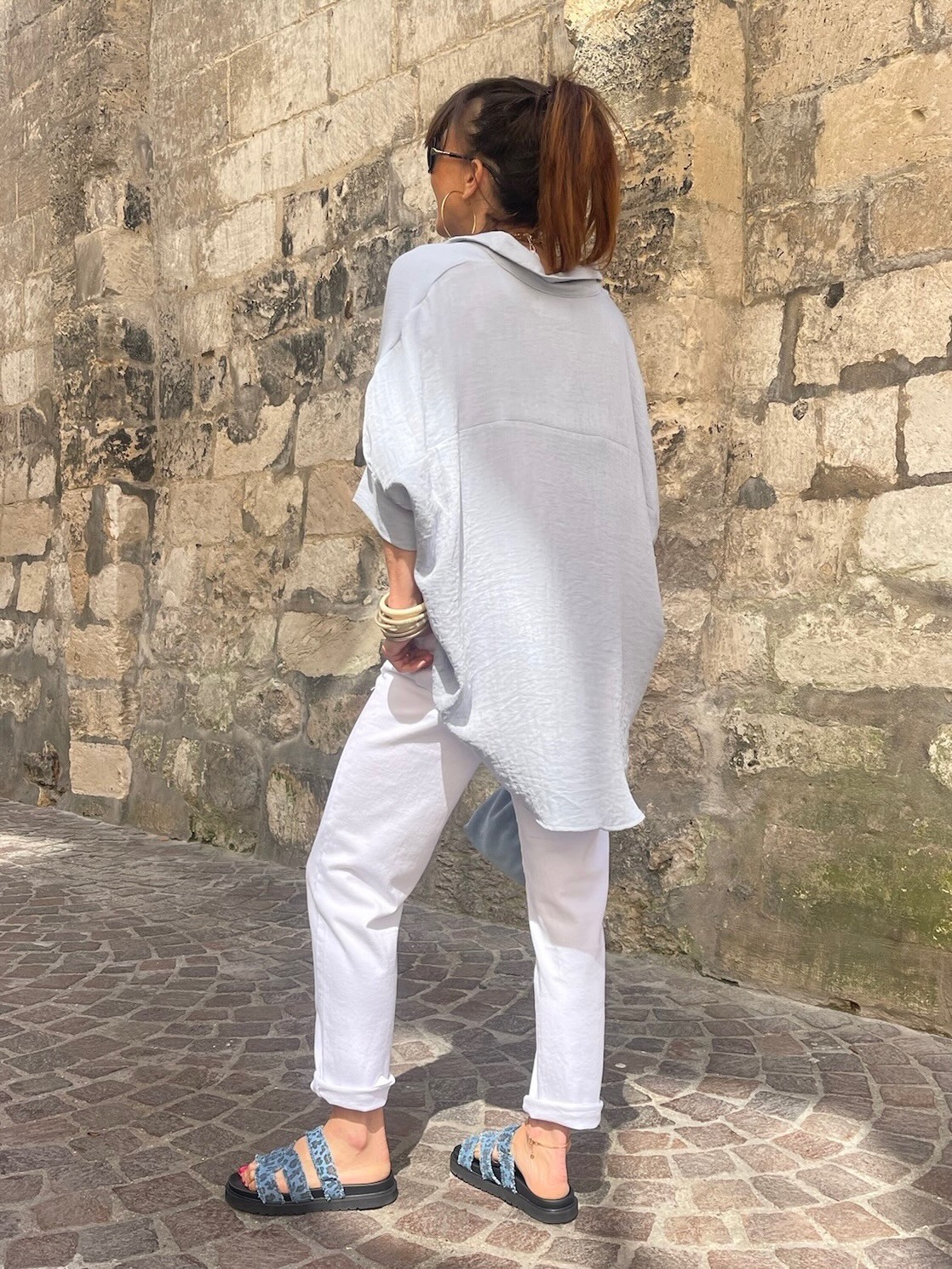 Jean mom fit blanc