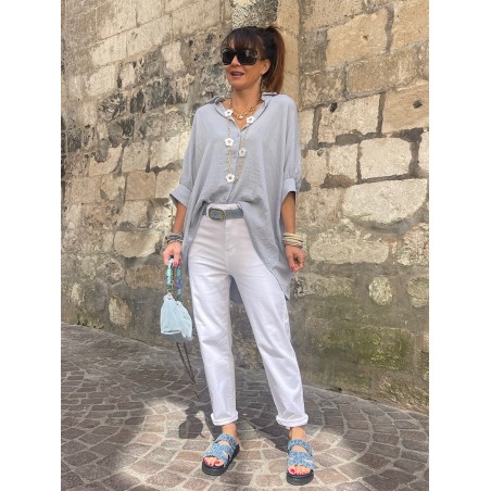 Jean mom fit blanc