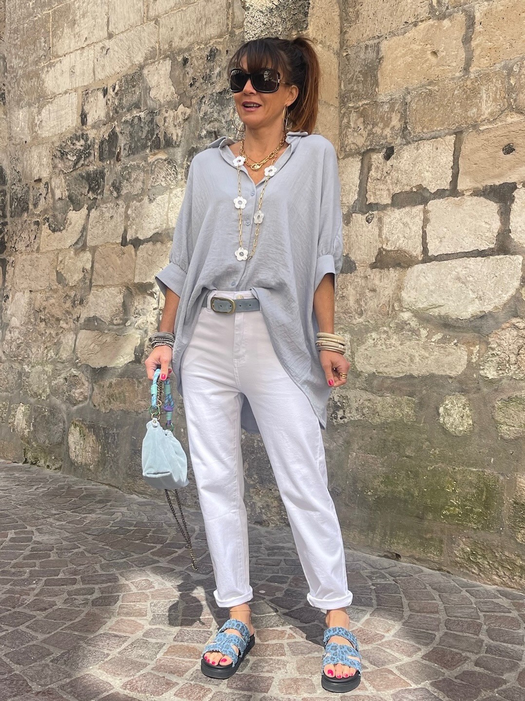 Jean mom fit blanc