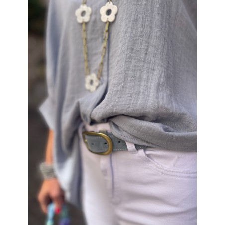Chemise oversize bleue effet lin