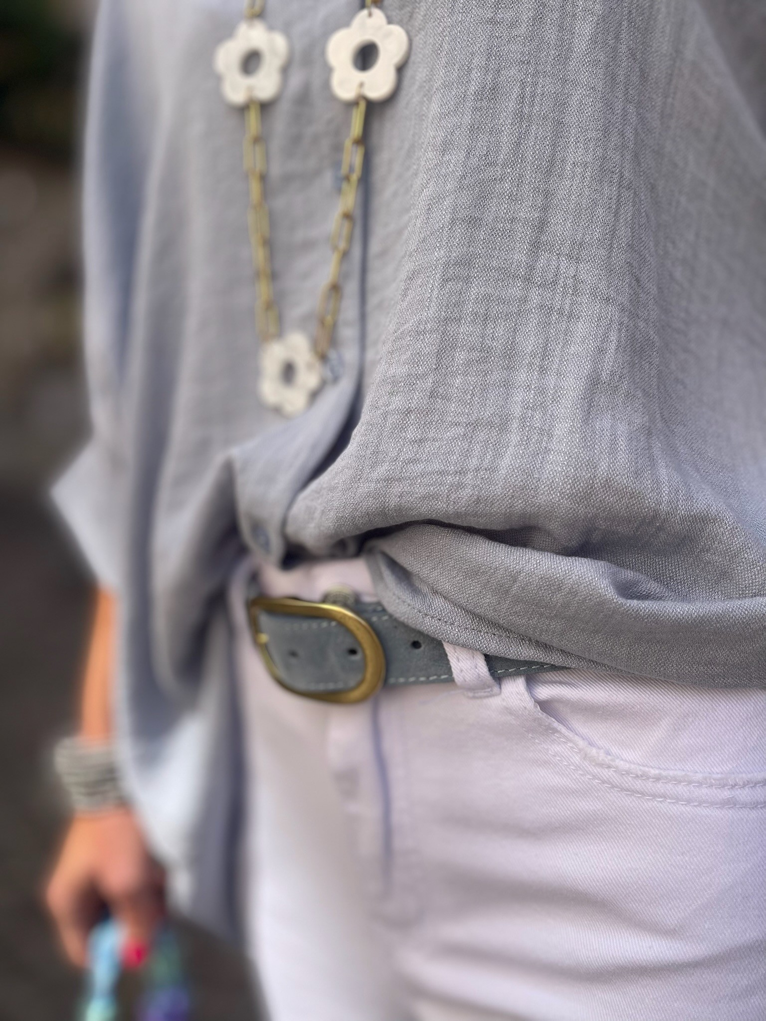 Chemise oversize bleue effet lin