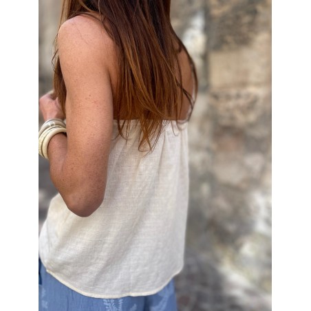 Top broderie beige