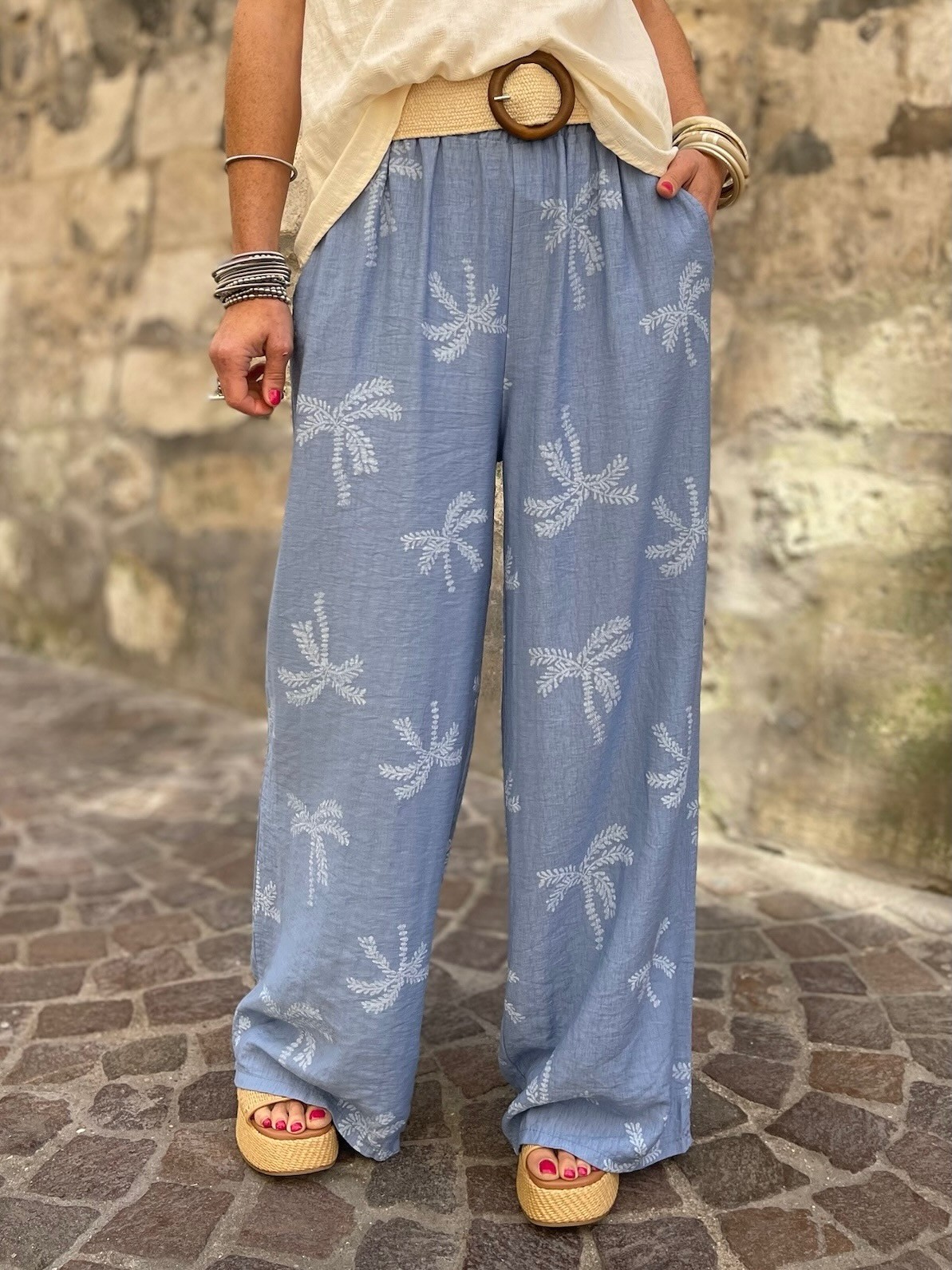Pantalon palmier bleu