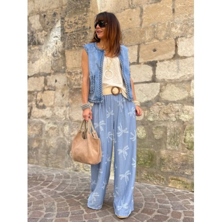 Pantalon palmier bleu