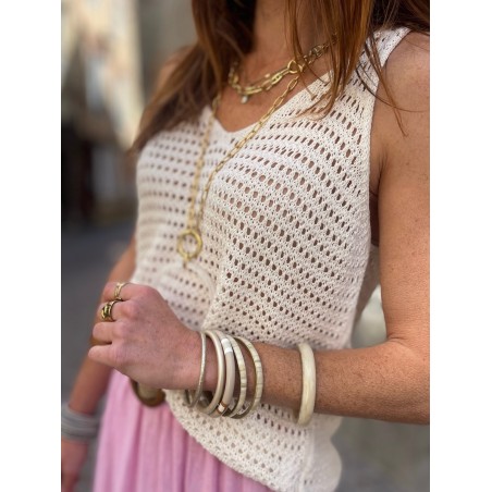 Top crochet écru
