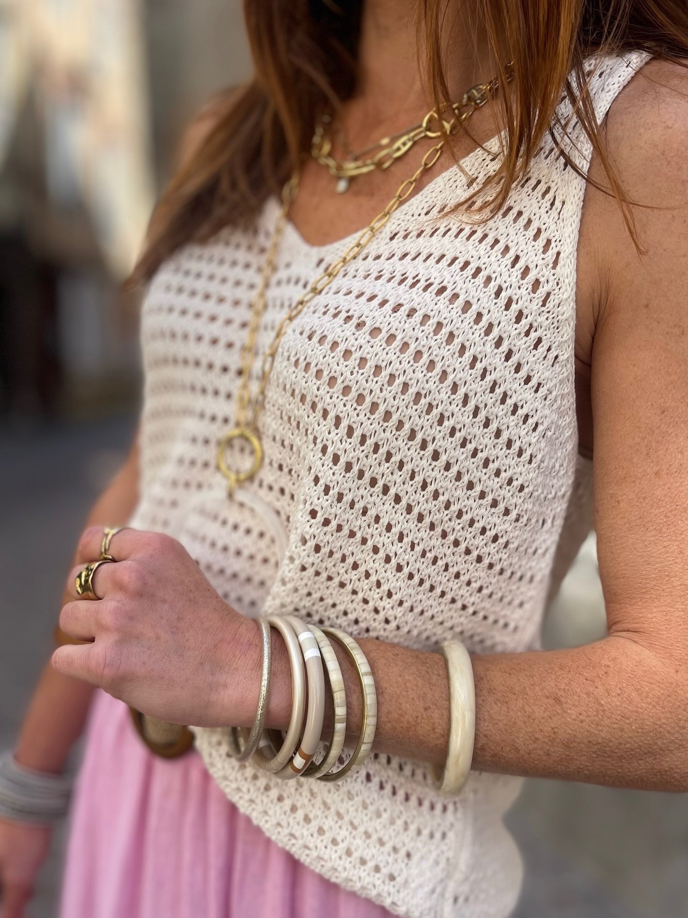 Top crochet écru