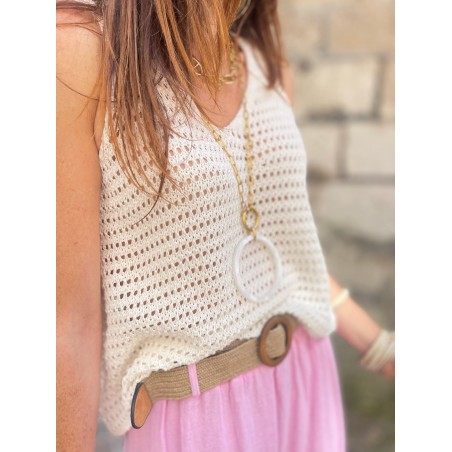 Top crochet écru