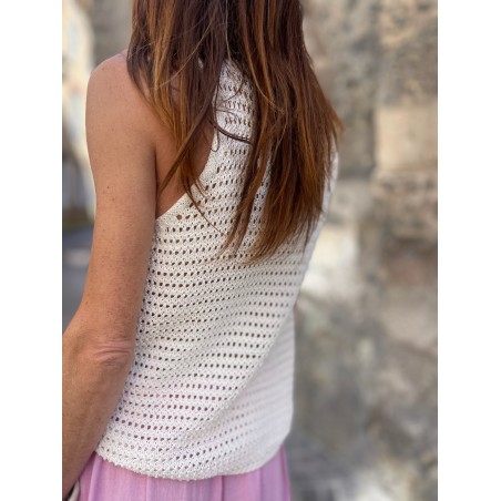 Top crochet écru