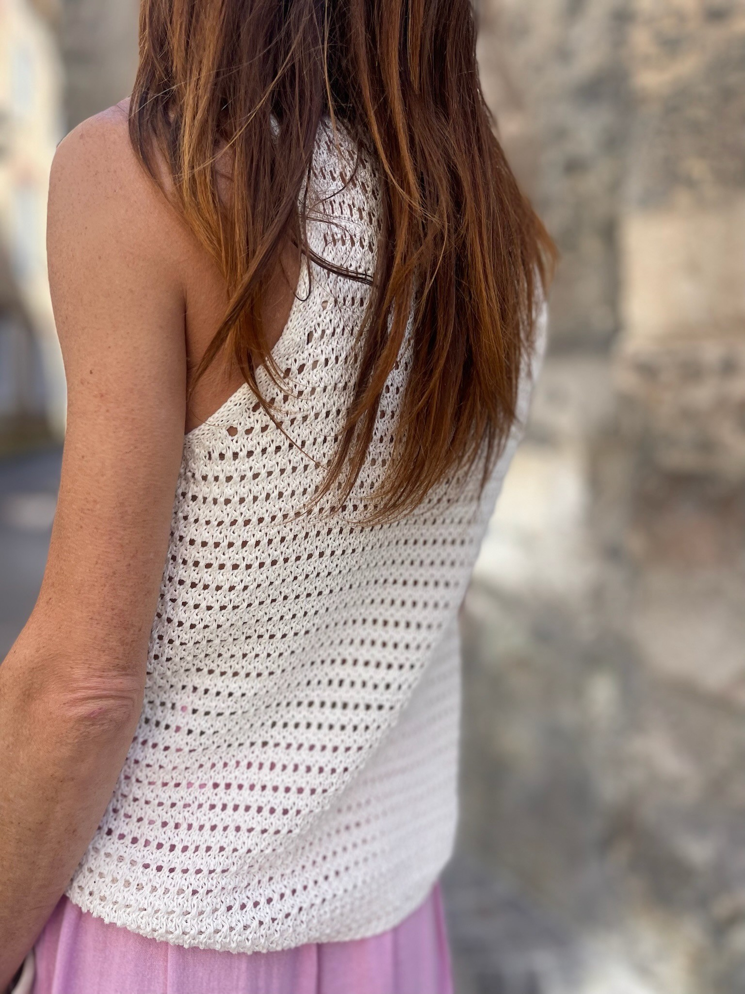 Top crochet écru