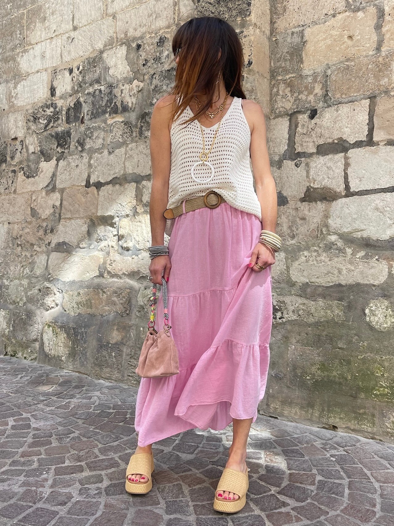 Top crochet écru