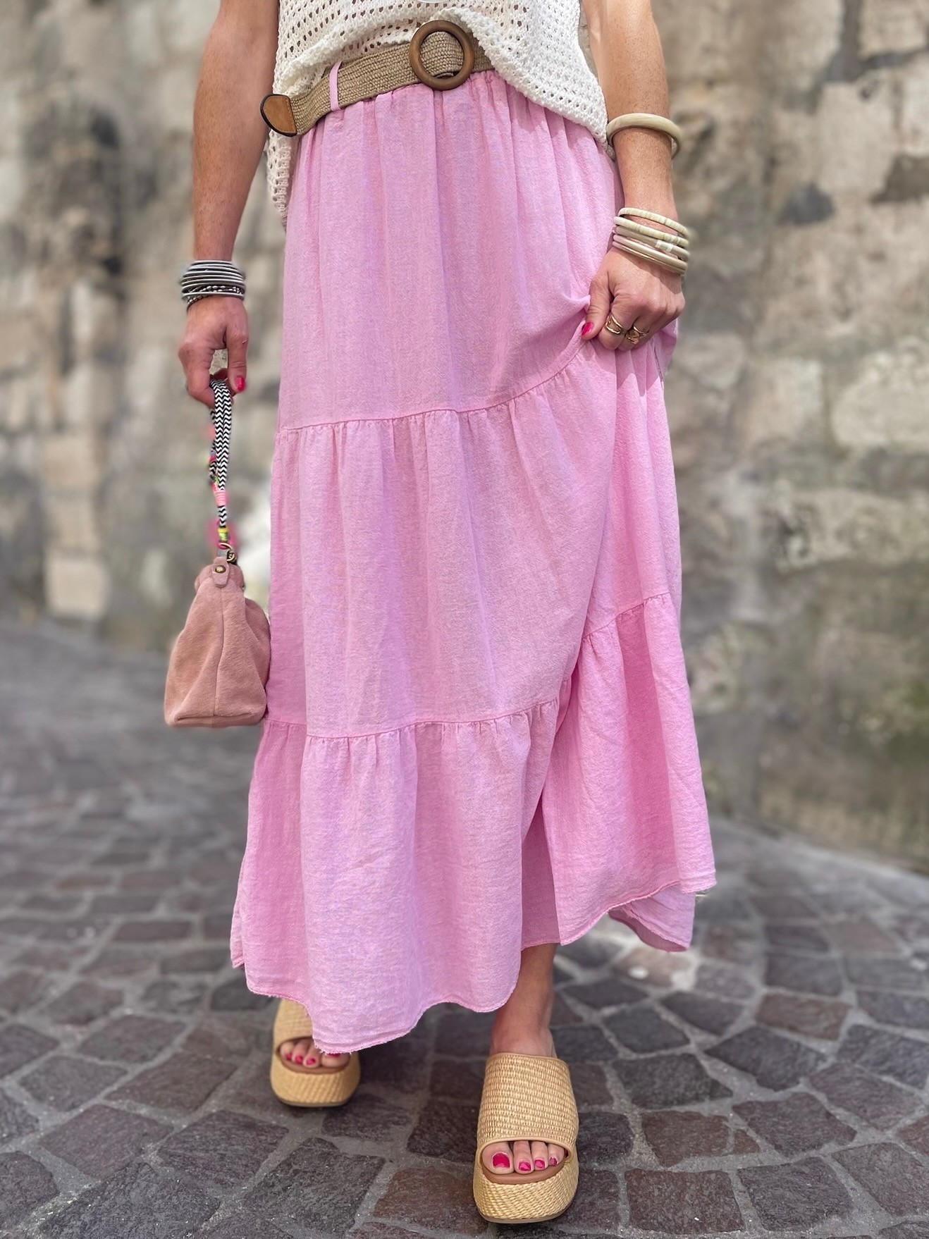 Jupe lin rose