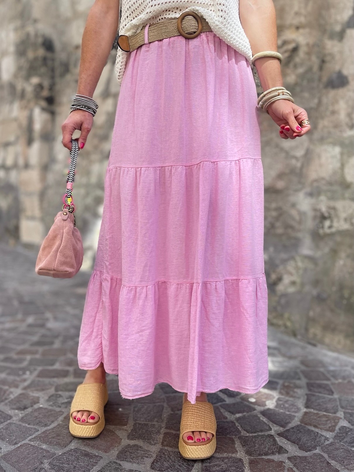 Jupe lin rose