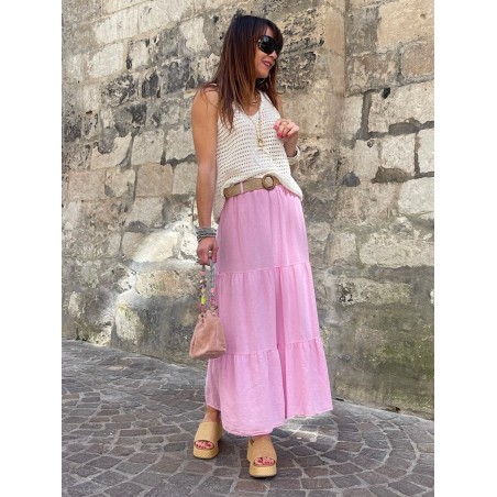 Jupe lin rose